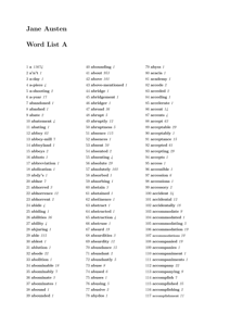 Word List A